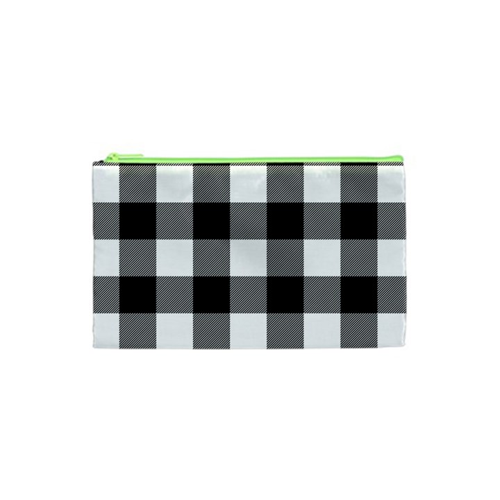 Black and white plaided  Cosmetic Bag (XS)