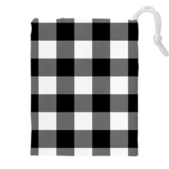 Black And White Plaided  Drawstring Pouch (4xl) by ConteMonfrey