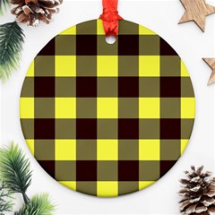 Black And Yellow Big Plaids Ornament (round) by ConteMonfrey