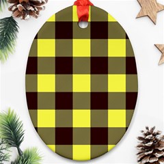 Black And Yellow Big Plaids Ornament (oval) by ConteMonfrey