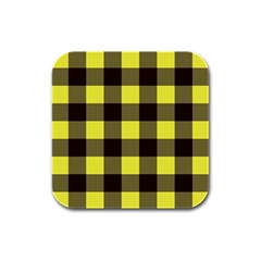 Black And Yellow Big Plaids Rubber Square Coaster (4 Pack) by ConteMonfrey