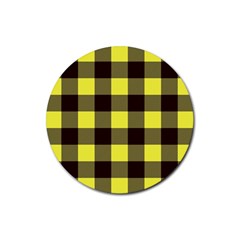 Black And Yellow Big Plaids Rubber Coaster (round) by ConteMonfrey