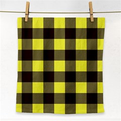 Black And Yellow Big Plaids Face Towel by ConteMonfrey