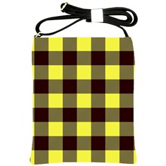 Black And Yellow Big Plaids Shoulder Sling Bag by ConteMonfrey