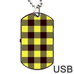 Black And Yellow Big Plaids Dog Tag Usb Flash (one Side) by ConteMonfrey