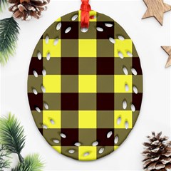 Black And Yellow Big Plaids Ornament (oval Filigree) by ConteMonfrey