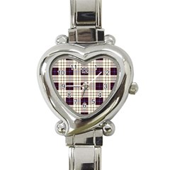 Gray, Purple And Blue Plaids Heart Italian Charm Watch by ConteMonfrey