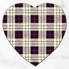 Gray, Purple And Blue Plaids Jigsaw Puzzle (heart) by ConteMonfrey