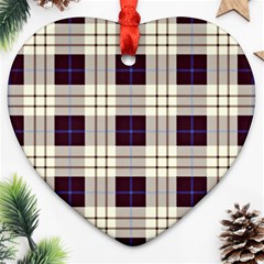 Gray, Purple And Blue Plaids Heart Ornament (two Sides) by ConteMonfrey