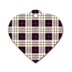 Gray, Purple And Blue Plaids Dog Tag Heart (one Side) by ConteMonfrey