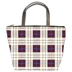 Gray, Purple And Blue Plaids Bucket Bag by ConteMonfrey