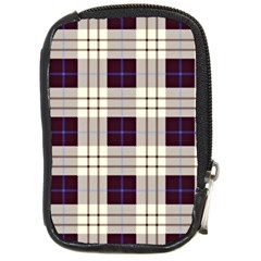 Gray, Purple And Blue Plaids Compact Camera Leather Case by ConteMonfrey