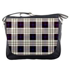 Gray, Purple And Blue Plaids Messenger Bag by ConteMonfrey