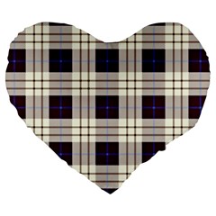 Gray, Purple And Blue Plaids Large 19  Premium Heart Shape Cushions by ConteMonfrey