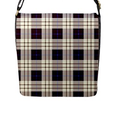 Gray, Purple And Blue Plaids Flap Closure Messenger Bag (l) by ConteMonfrey