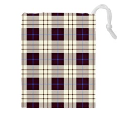 Gray, Purple And Blue Plaids Drawstring Pouch (4xl) by ConteMonfrey