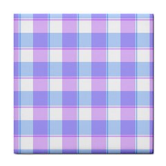 Cotton Candy Plaids - Blue, Pink, White Tile Coaster by ConteMonfrey