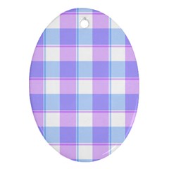 Cotton Candy Plaids - Blue, Pink, White Ornament (oval) by ConteMonfrey