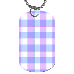 Cotton Candy Plaids - Blue, Pink, White Dog Tag (one Side) by ConteMonfrey