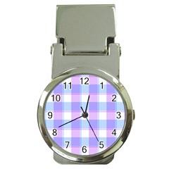 Cotton Candy Plaids - Blue, Pink, White Money Clip Watches by ConteMonfrey