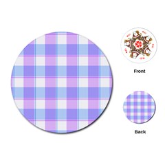 Cotton Candy Plaids - Blue, Pink, White Playing Cards Single Design (round) by ConteMonfrey