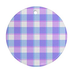 Cotton Candy Plaids - Blue, Pink, White Round Ornament (two Sides) by ConteMonfrey