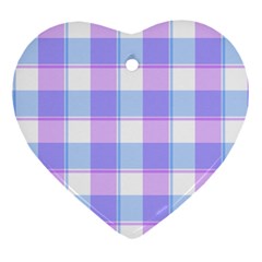 Cotton Candy Plaids - Blue, Pink, White Heart Ornament (two Sides) by ConteMonfrey