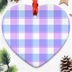 Cotton candy plaids - Blue, pink, white Heart Ornament (Two Sides) Back