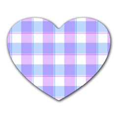 Cotton Candy Plaids - Blue, Pink, White Heart Mousepads by ConteMonfrey