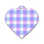 Cotton candy plaids - Blue, pink, white Dog Tag Heart (Two Sides) Back