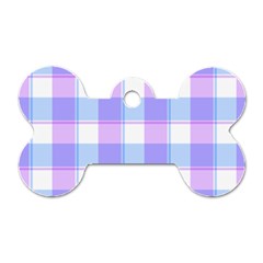 Cotton Candy Plaids - Blue, Pink, White Dog Tag Bone (two Sides) by ConteMonfrey