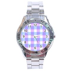 Cotton Candy Plaids - Blue, Pink, White Stainless Steel Analogue Watch by ConteMonfrey