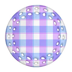 Cotton Candy Plaids - Blue, Pink, White Round Filigree Ornament (two Sides) by ConteMonfrey