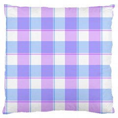 Cotton Candy Plaids - Blue, Pink, White Large Cushion Case (two Sides) by ConteMonfrey