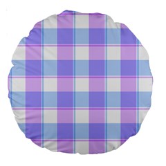 Cotton Candy Plaids - Blue, Pink, White Large 18  Premium Round Cushions by ConteMonfrey