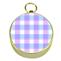 Cotton Candy Plaids - Blue, Pink, White Gold Compasses by ConteMonfrey