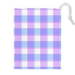 Cotton Candy Plaids - Blue, Pink, White Drawstring Pouch (4xl) by ConteMonfrey