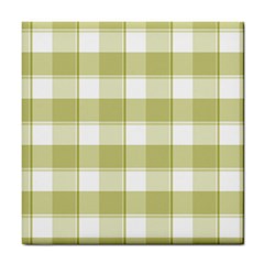 Green Tea Plaids - Green White Tile Coaster by ConteMonfrey