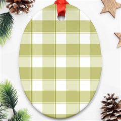 Green Tea Plaids - Green White Ornament (oval) by ConteMonfrey