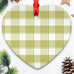 Green Tea Plaids - Green White Ornament (heart) by ConteMonfrey