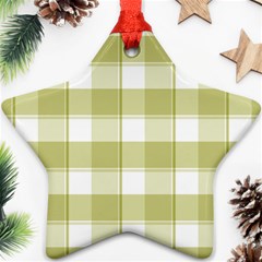 Green Tea Plaids - Green White Ornament (star) by ConteMonfrey