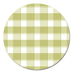 Green Tea Plaids - Green White Magnet 5  (round) by ConteMonfrey