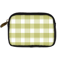 Green Tea Plaids - Green White Digital Camera Leather Case by ConteMonfrey