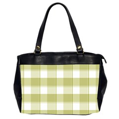 Green Tea Plaids - Green White Oversize Office Handbag (2 Sides) by ConteMonfrey