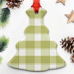 Green Tea Plaids - Green White Christmas Tree Ornament (two Sides) by ConteMonfrey