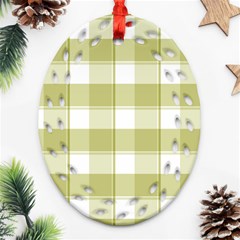 Green Tea Plaids - Green White Ornament (oval Filigree)