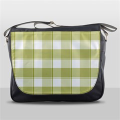 Green Tea Plaids - Green White Messenger Bag by ConteMonfrey