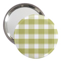 Green Tea Plaids - Green White 3  Handbag Mirrors by ConteMonfrey