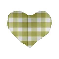 Green Tea Plaids - Green White Standard 16  Premium Heart Shape Cushions by ConteMonfrey