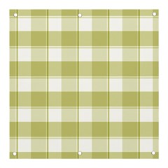 Green Tea Plaids - Green White Banner And Sign 3  X 3  by ConteMonfrey